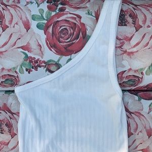 American Eagle one Shoulder White Top